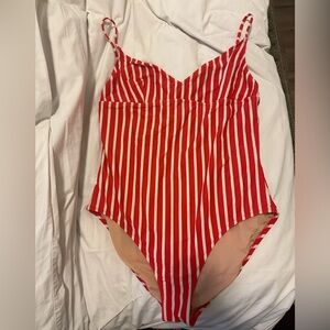 Jcrew Red Striped One Piece